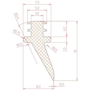 Profil 7,5/3,2 x 16 NBR 70 